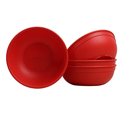 Re-Play 20 Oz. Reusable Plastic Bowls, Durable & Dishwasher Safe for Kids & Adults - 4 Pack, Red