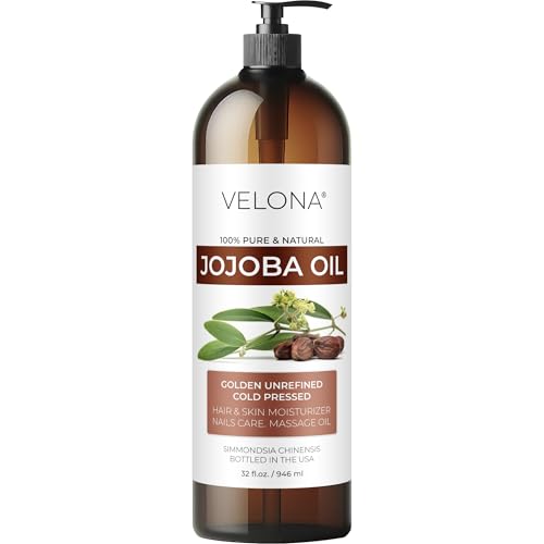 velona Jojoba Oil - Promotes Hair Growth & Hydrates Skin, 100% Pure, Cold Pressed - 32 fl oz