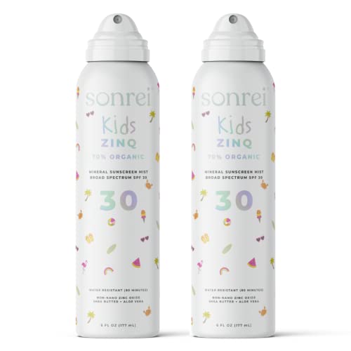 Sonrei Kids Sunscreen - SPF 30 Mineral Mist, Water-Resistant, Vegan - 6 fl. oz. 2-Pack