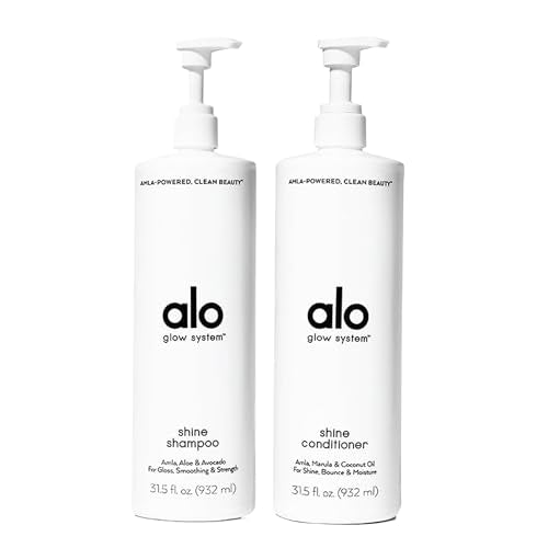 Alo Shine Shampoo & Conditioner Set - Moisturizes & Adds Gloss, Vegan, Botanicals - 31.5oz Each