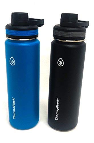 Thermoflask Water Bottle - 24 Hours Cold, 12 Hours Hot, Leak-Proof, BPA-Free - 24oz, Blue/Black