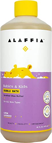 Alaffia Kids Bubble Bath - Gentle, Vegan Formula with Long-Lasting Bubbles, Lemon Lavender - 16oz