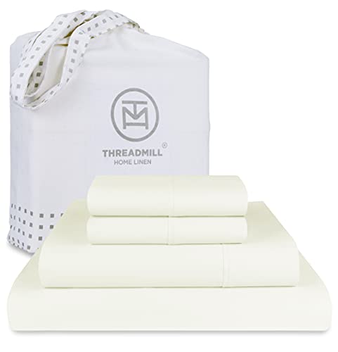 Threadmill 1000 Thread Count Supima Sheet Set - Luxurious Comfort, OEKO-TEX Certified - Ivory, Queen