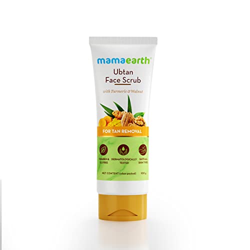 Mamaearth Ubtan Face Scrub - Tan Removal, Hydrating Turmeric & Walnut - 3.53 Oz (100g)