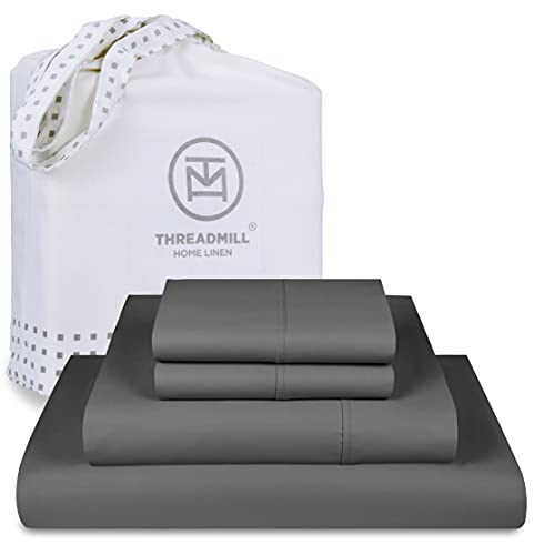 Threadmill King Sheet Set - Luxurious 1200 Thread Count Supima Cotton, 6-Piece Bundle - Dark Grey