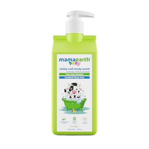 MAMAEARTH Baby Body Wash - Nourishes Delicate Skin with Oats & Milk, Tear-Free - 13.53 Fl Oz