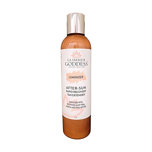 GLIMMER GODDESS Organic After Sun Lotion - Soothes & Hydrates with Aloe, Pineapple & Papaya - 8oz