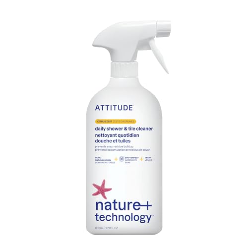 ATTITUDE Bathroom Cleaner - EWG Verified, Vegan, Natural Ingredients, Citrus Zest - 27.1 Fl Oz