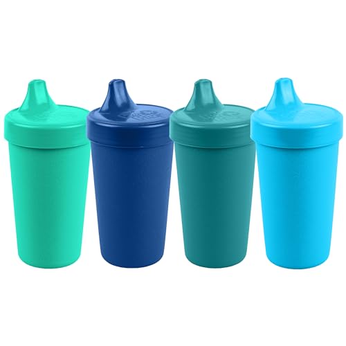 Re-Play Sippy Cup - No Spill, Durable, Recycled Material, Dishwasher Safe - 10oz, True Blue, 4-Pack