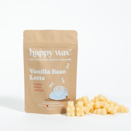 Happy Wax Vanilla Bean Latte Wax Melts - Natural Scent, Non-Toxic, 8oz Pouch