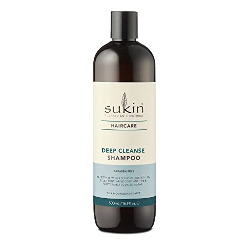 SUKIN Deep Cleanse Shampoo - 97% Natural, Vegan, Carbon Neutral, 500 ML with River Mint