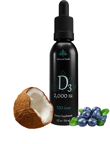 Balance Health Vitamin D3 Drops - Supports Bones & Immunity, Blueberry Flavor - 2,000 IU, 2 Fl Oz