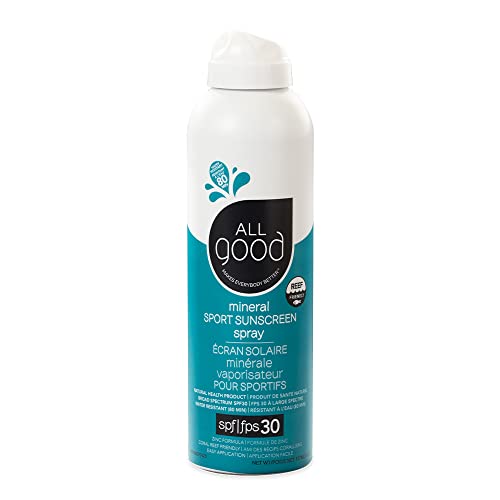 All Good Sport Sunscreen Spray - Broad Spectrum SPF 30, Water Resistant, Zinc & Aloe - 6 oz