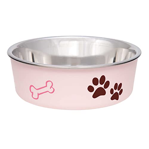 Loving Pets Bella Bowl - Vet-Recommended Stainless Steel, No Skid, 1-Quart, Paparazzi Pink