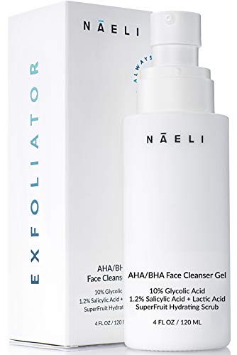 AHA/BHA Exfoliating Facial Cleanser - Anti-Aging, Pore Minimizer, Vegan - 4 oz