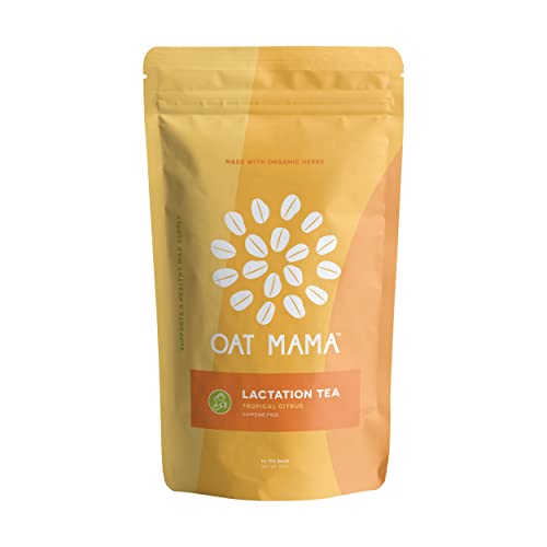 Oat Mama Lactation Tea - Boosts Milk Supply, Organic Herbs, Tropical Citrus, 14 Sachets