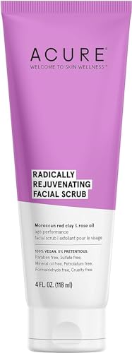 Acure Radically Rejuvenating Facial Scrub - Mild Exfoliation, Hydrating Rose Oil - 4 Fl Oz