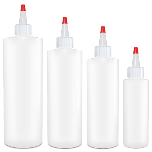 BRIGHTFROM Condiment Squeeze Bottles - Leak-Proof, BPA-Free, 4 Versatile Sizes - Set of 4