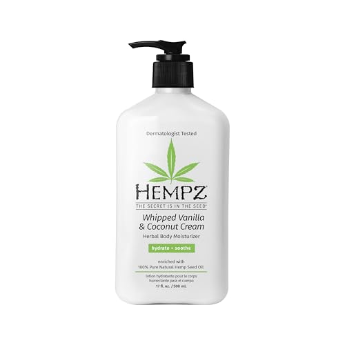 Hempz Whipped Vanilla & Coconut Cream Body Lotion - Deep Hydration, Vegan, 17oz