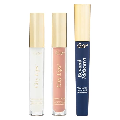 City Beauty Lip Gloss & Mascara Set - Plumping Hydration, Nourishing Volume - 0.16oz & 0.31oz