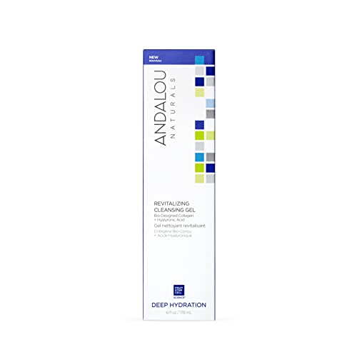 Andalou Naturals Facial Cleansing Gel - Hydrating Collagen & Hyaluronic Acid, 98% Natural - 6.7oz