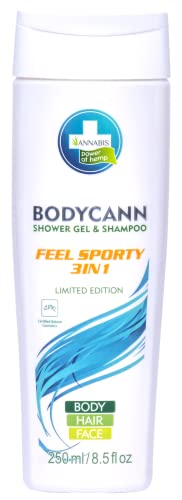 Annabis BODYCANN Feel Sporty 3-in-1 Shampoo & Body Wash - Nourishes, Soothes, Vegan - 250ml