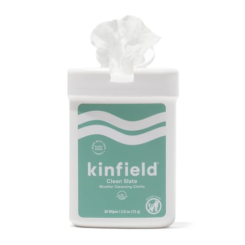 Kinfield Clean Slate Micellar Cleansing Cloths - Gentle, Plant-Based, Vegan - 30 Wipes