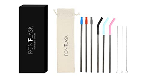 IRON °FLASK Reusable Straw Set - Durable, BPA-Free, Easy to Clean, 6 Straws & Travel Case