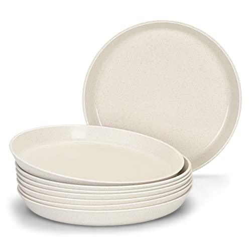 Homestockplus 9-Inch Wheat Straw Dinner Plates - BPA-Free, Lightweight, Dishwasher Safe - Set of 8