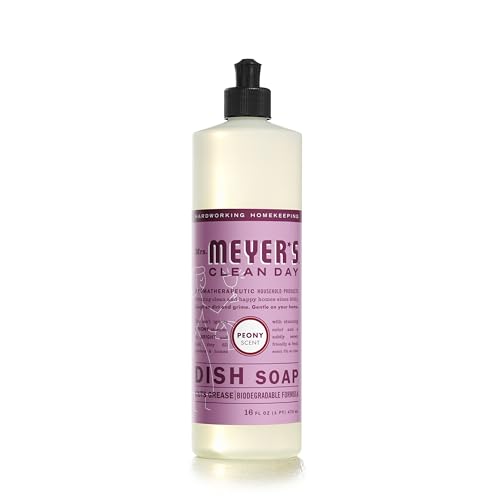 Mrs. Meyer's Clean Day Dish Soap - Grease Cutter, Biodegradable, Peony Scent - 16 fl. oz