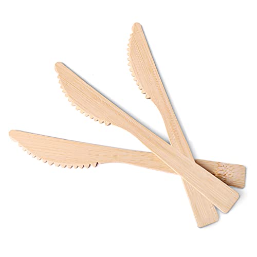 Banbu Bamboo Cutlery Disposable - 100% Compostable, Sturdy and Natural Knife Set - 6.7" 100PK