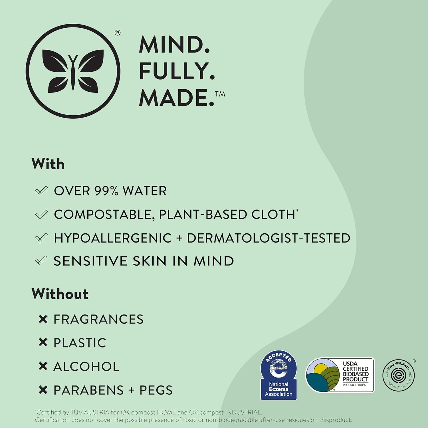 Clean Conscious Unscented Wipes , over 99% Water, Compostable, Plant-Based, Baby Wipes , Hypoallergenic for Sensitive Skin, EWG Verified , Pattern Play, 10 Count