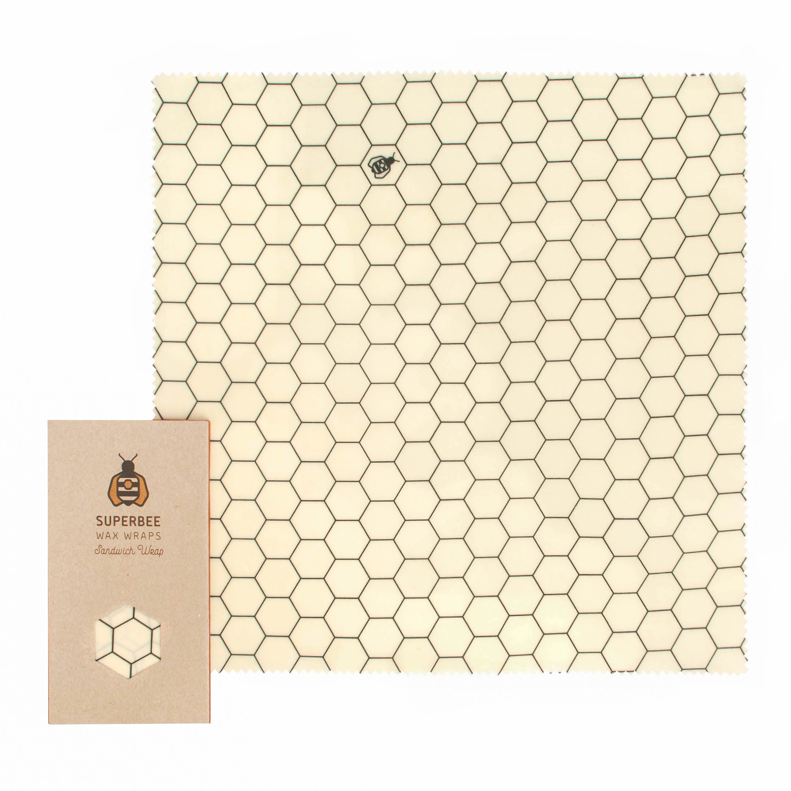 Beeswax Wraps “Sandwich wrap” 13" x 13" - Hexagonia