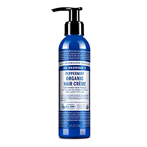 Dr. Bronner's Organic Hair Crème - Nourishing Leave-In Conditioner, Non-GMO, Peppermint - 6oz