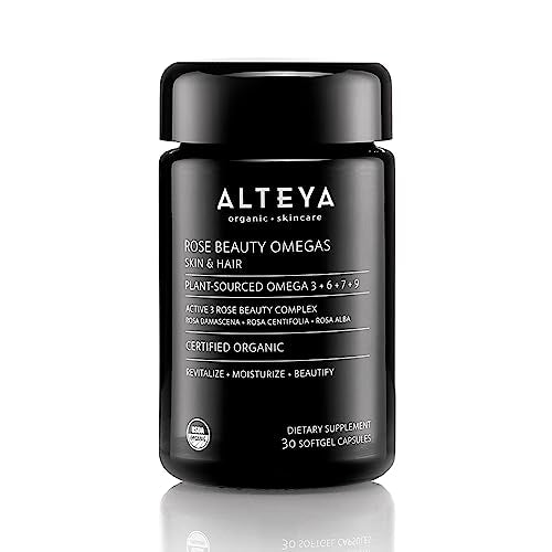 Alteya Organics Beauty Omega Supplement - Promotes Clear Skin, Fuller Hair, Strong Nails - 30 Caps