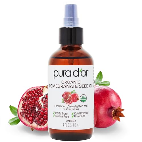 PURA D'OR Organic Pomegranate Body Oil - Nourishing Hydration, Scar Treatment - 4 Oz