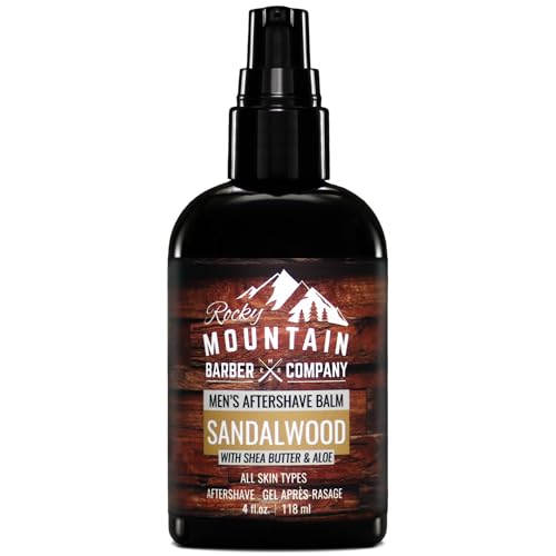 Rocky Mountain Barber Co. Aftershave Balm – Nourishing Sandalwood Scent, Simple Ingredients - 4 oz