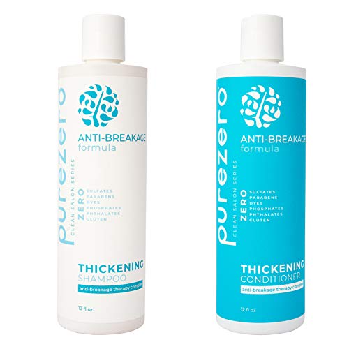 Purezero Anti-Breakage Shampoo & Conditioner Set - Thickens & Strengthens, Vegan - 24oz