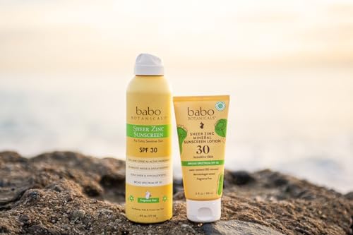 Babo Botanicals Zinc Sunscreen Lotion SPF 30 - Fast-Absorbing, Non-Greasy, Vegan - 3 Fl Oz