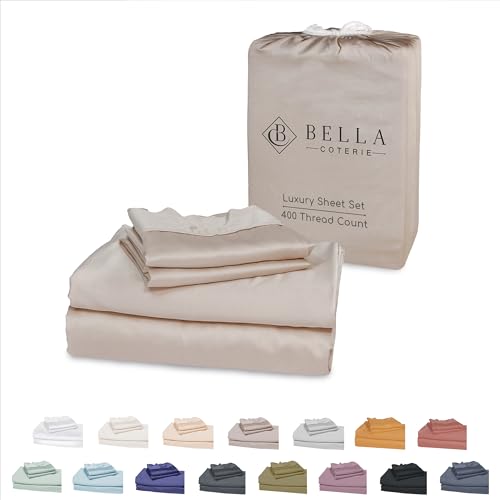 Bella Coterie King Bamboo Bed Sheet Set - Ultra Soft, Moisture-Wicking, OEKO-TEX Certified - Dune