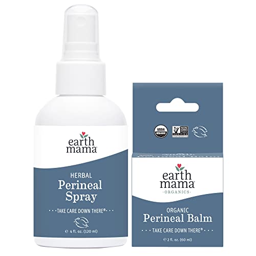 Earth Mama Feminine Care Set - Organic Perineal Balm & Spray for Postpartum Relief - 2-Piece