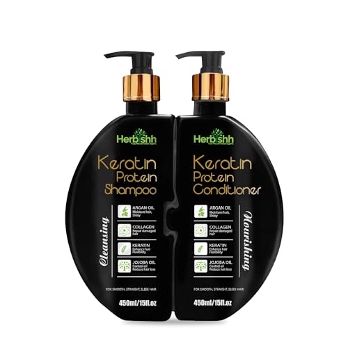 Herbishh Keratin Shampoo & Conditioner Set - Nourishing, Sulfate-Free, Plant-Based - 2x450ml