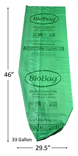 BioBag Compost Bag Liners - 100% Certified Compostable, Extra Strong, 33 Gallon, 120 Count