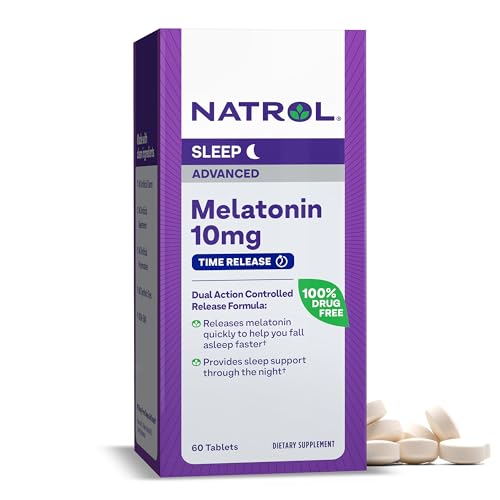 Natrol Sleep Advanced Melatonin Tablets - 10mg Nighttime Aid, Non-GMO, Vegetarian - 60 Count