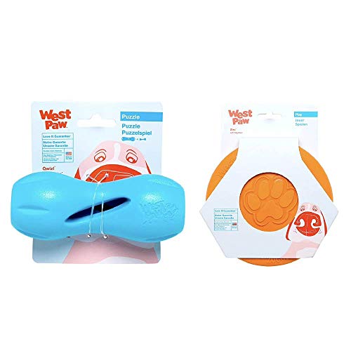 WEST PAW Zogoflex Dog Toys - Durable Flying Disc & Puzzle Treat Toy, Non-Toxic, Small Size