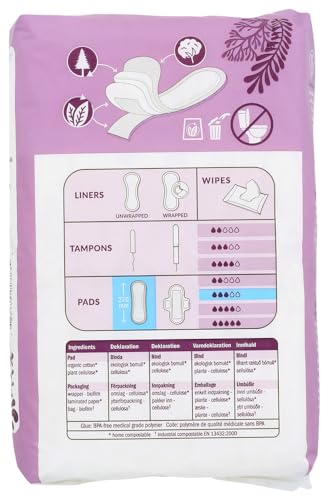 Natracare Maxi Pads Super - Soft Organic Cotton, Biodegradable, No Dyes - 12 Pads, Pack of 6