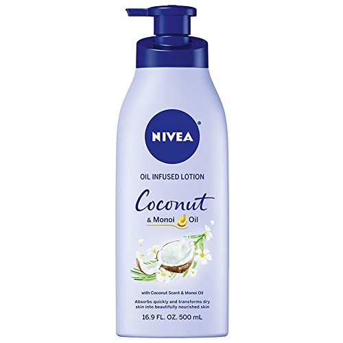 NIVEA Body Lotion - 24-Hour Moisture, Coconut & Monoi Oil Infusion - 16.9 Fl Oz Pump Bottle