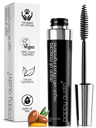 Poppy Austin Mascara - Lengthening & Volumizing, Nourishing with Argan Oil - 0.31 Fl Oz (Black)