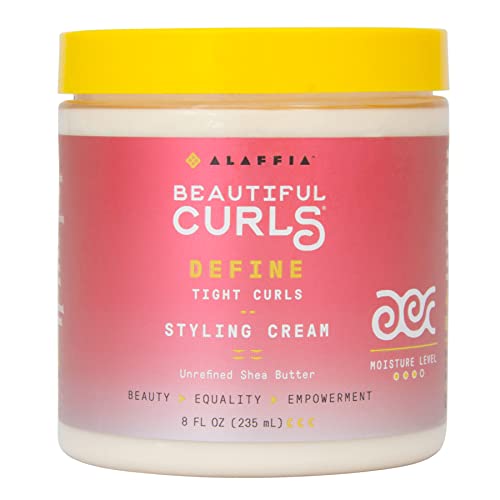 Alaffia Beautiful Curls Cream - Hydrating Shea Butter for Defined, Soft Curls - 8 Oz