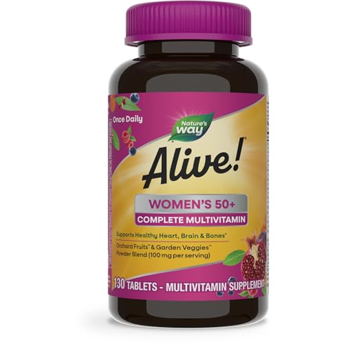 Nature's Way Alive! Women's 50+ Multivitamin - Supports Heart, Brain, Bones - 130 Tablets